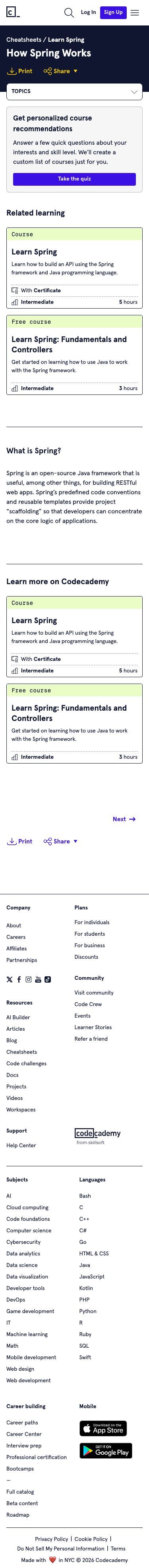 Codecademy - mobile full page