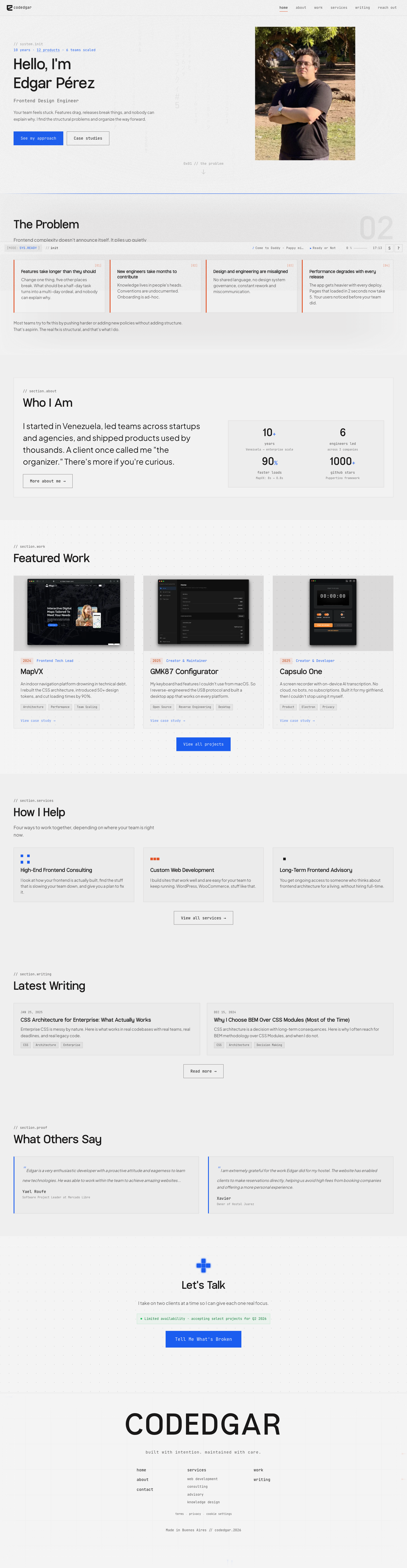Edgar Pérez | Frontend Design Engineer - full page scroll