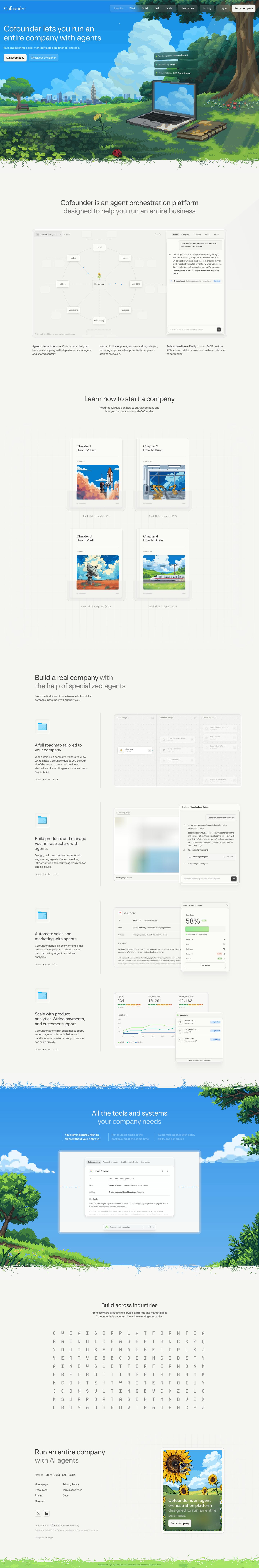 Cofounder lets you run an entire company with agents - full page scroll