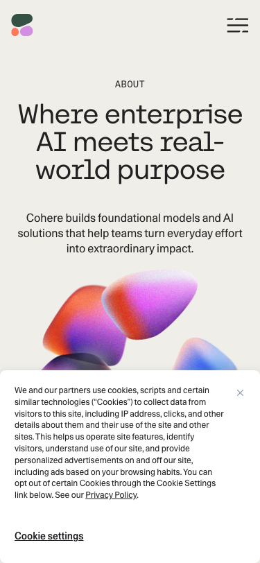 Cohere — About - mobile
