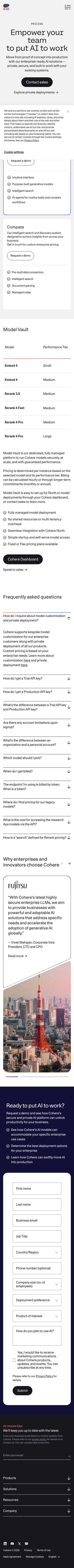 Cohere — Pricing - mobile full page