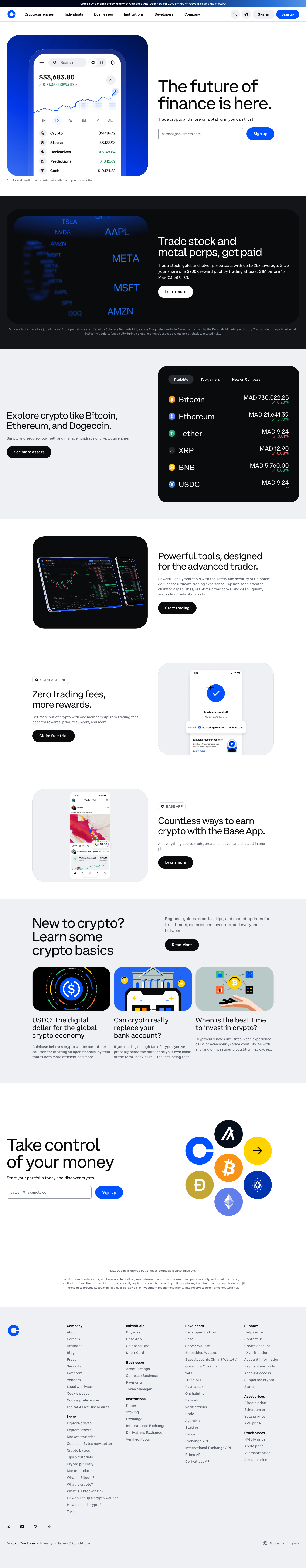 Coinbase - full page scroll