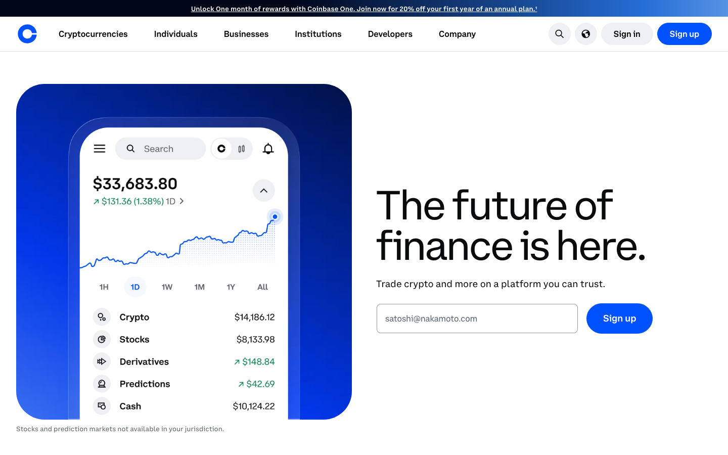 The layout prioritizes a central call to action within a clean, structured frame. The use of deep blues and stark white creates a sense of technological precision and straightforwardness. · crypto platform, fintech interface, dark ui, financial dashboard, cryptocurrency app, modern finance, investment platform
