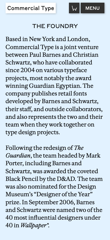 Commercialtype — About - mobile