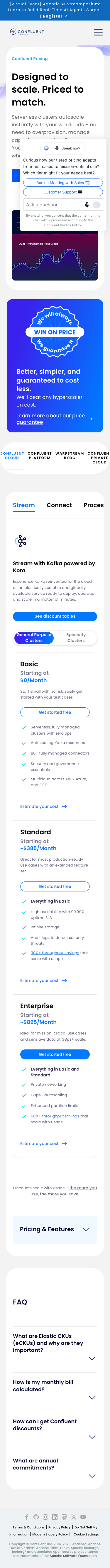 Confluent — Pricing - mobile full page
