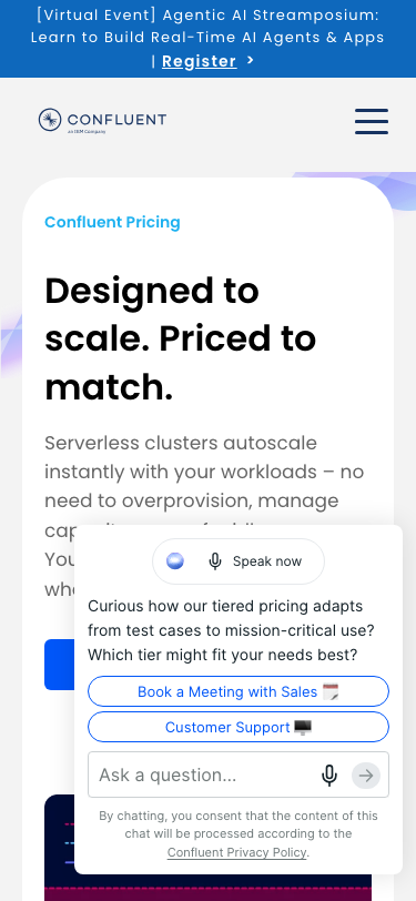 Confluent — Pricing - mobile