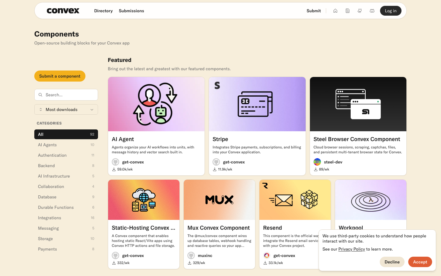 The page prioritizes code examples and documentation, using a dark color palette and clear typography to create a functional and straightforward experience. Visual hierarchy is established through code blocks and concise text.  ·  dark saas, developer tools, code documentation, technical website, ai platform, minimalist design, typescript, javascript, saas platform