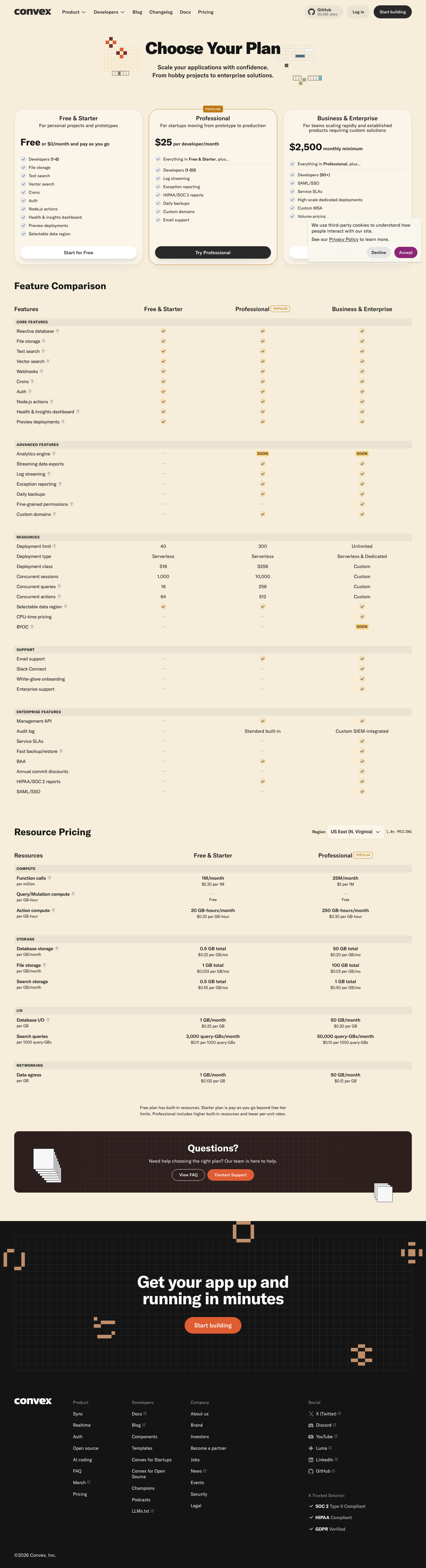 Convex — Pricing - full page scroll