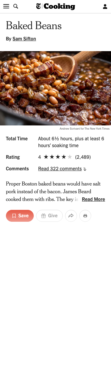 Cooking Nytimes - mobile full page
