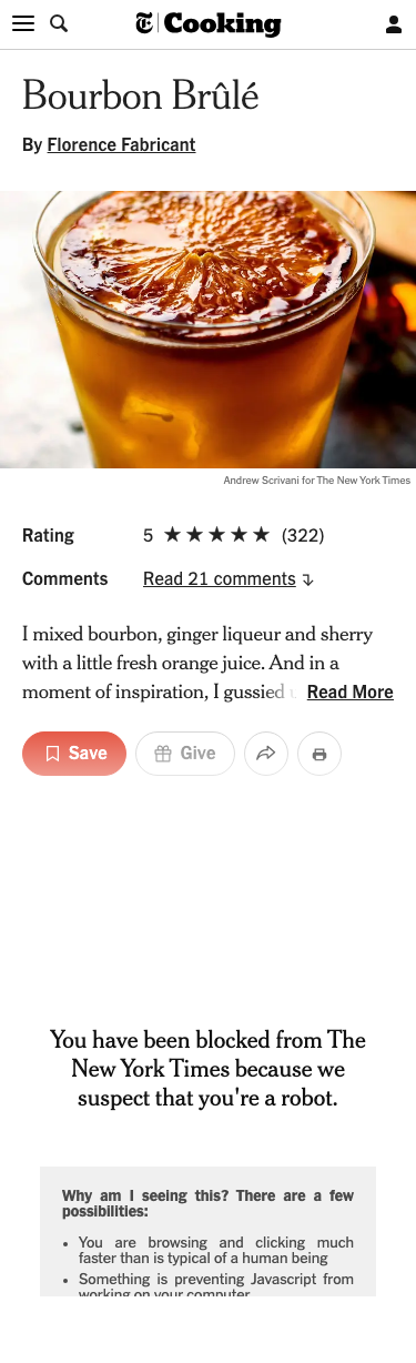 Cooking Nytimes - mobile full page