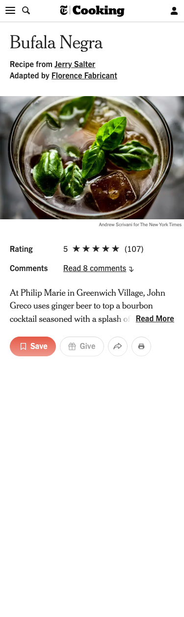 Cooking Nytimes - mobile full page