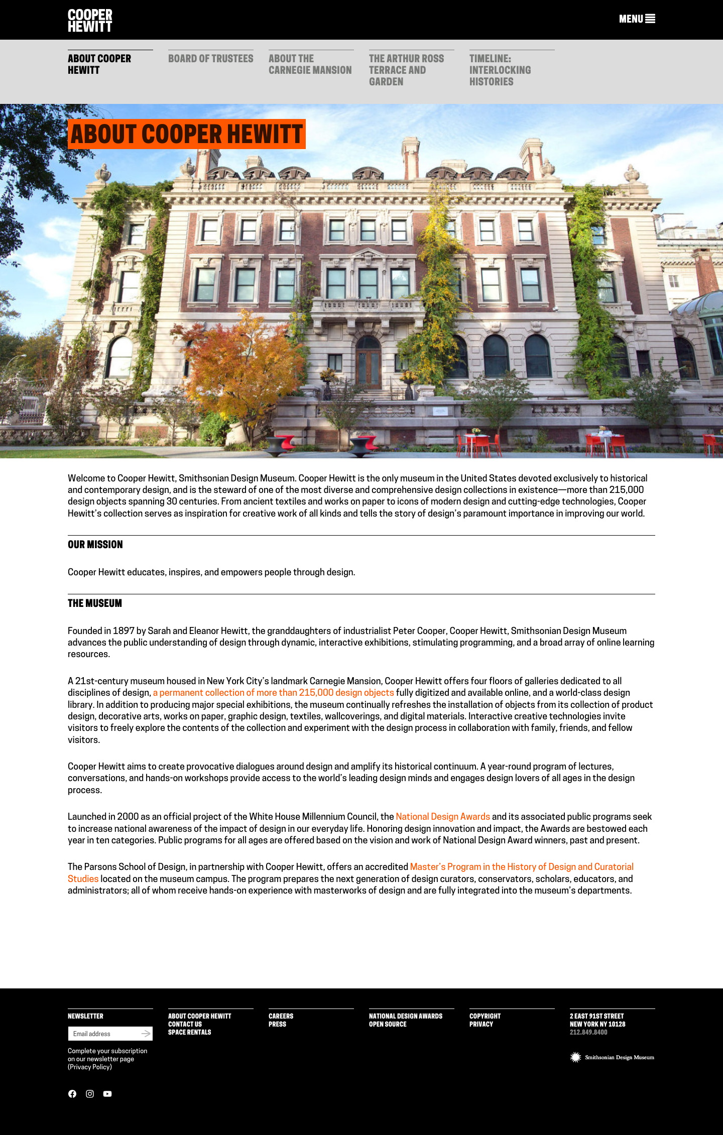 Cooperhewitt — About - full page scroll