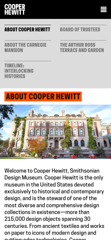 Cooperhewitt — About - mobile