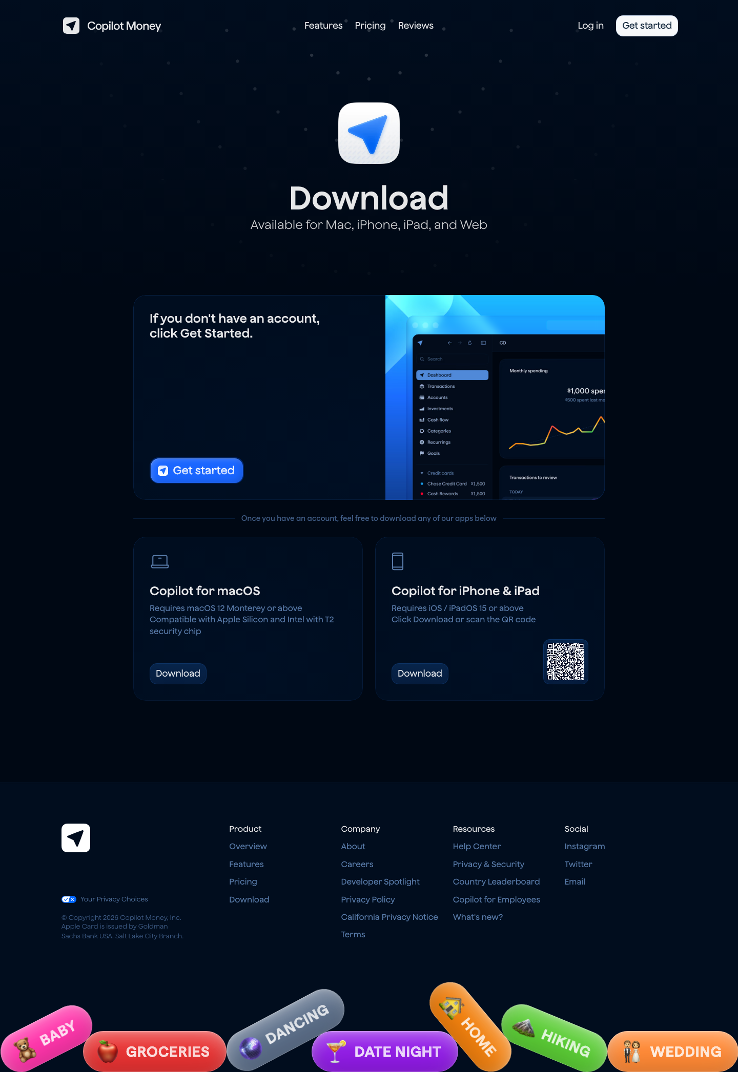 Copilot Money - full page scroll