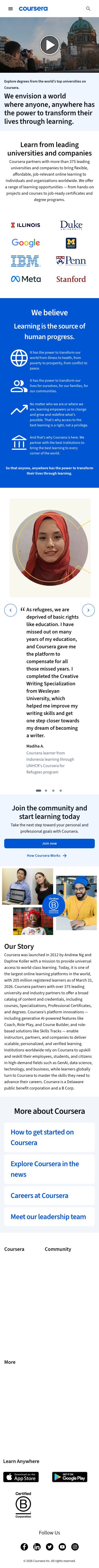 Coursera — About - mobile full page