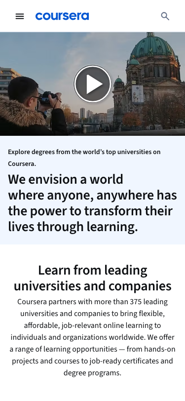 Coursera — About - mobile