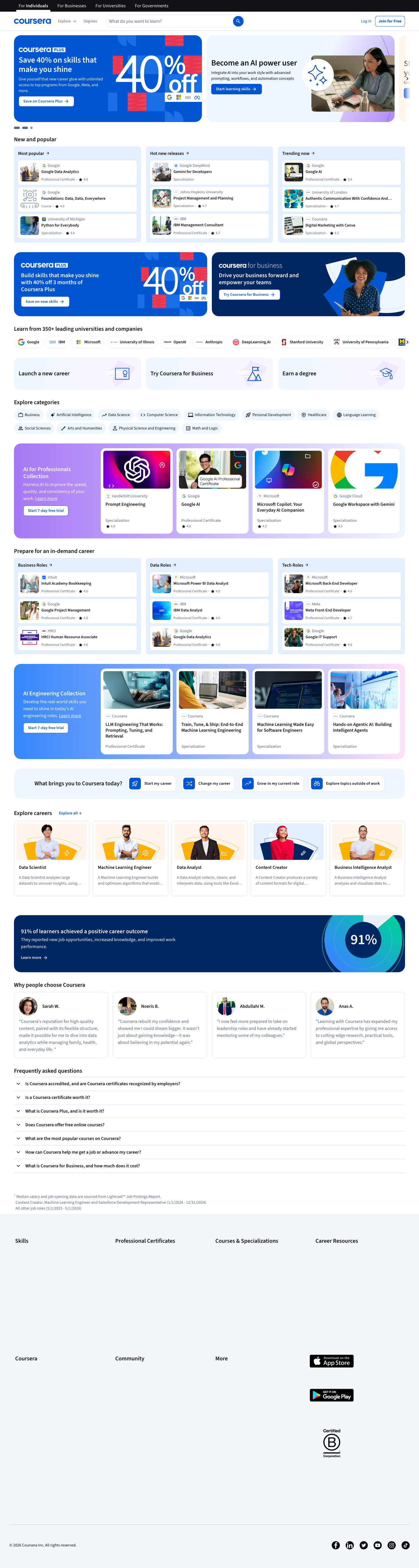 Coursera - full page scroll