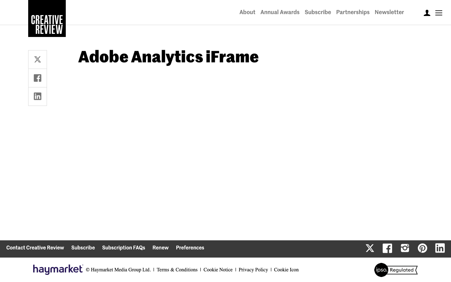 The page prioritizes a striking visual introduction with a full-bleed image, establishing a strong editorial presence. Clean typography and ample negative space contribute to a sense of considered presentation, avoiding visual clutter. · creative review, music industry, interview page, editorial design, magazine website, full screen image, minimalist layout, dark background, typography focused