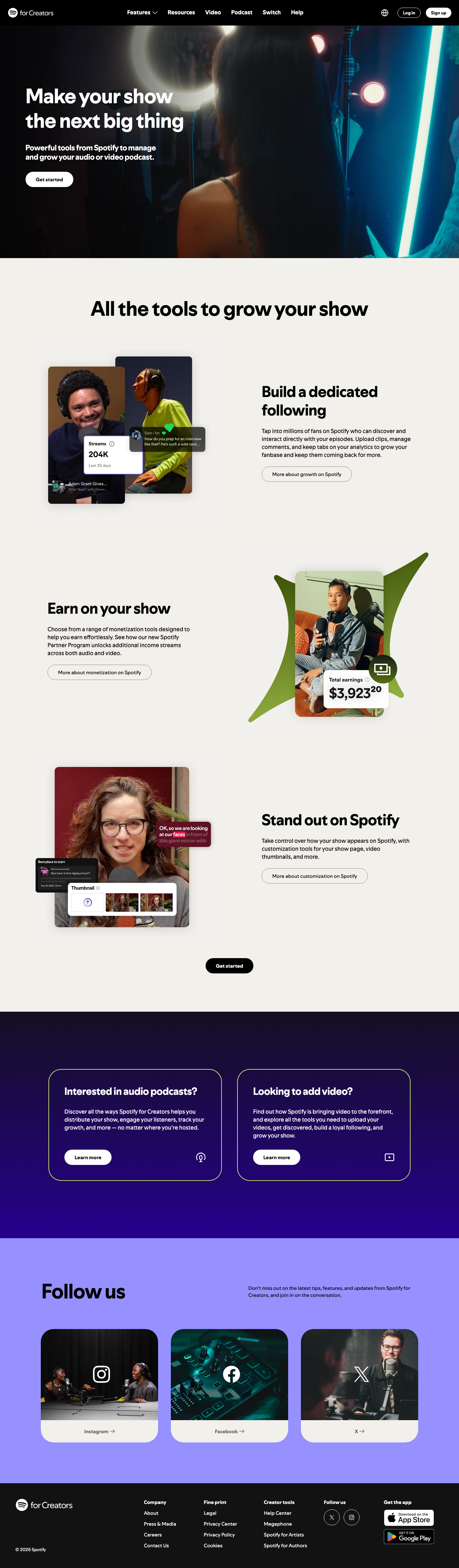 Creators Spotify - full page scroll