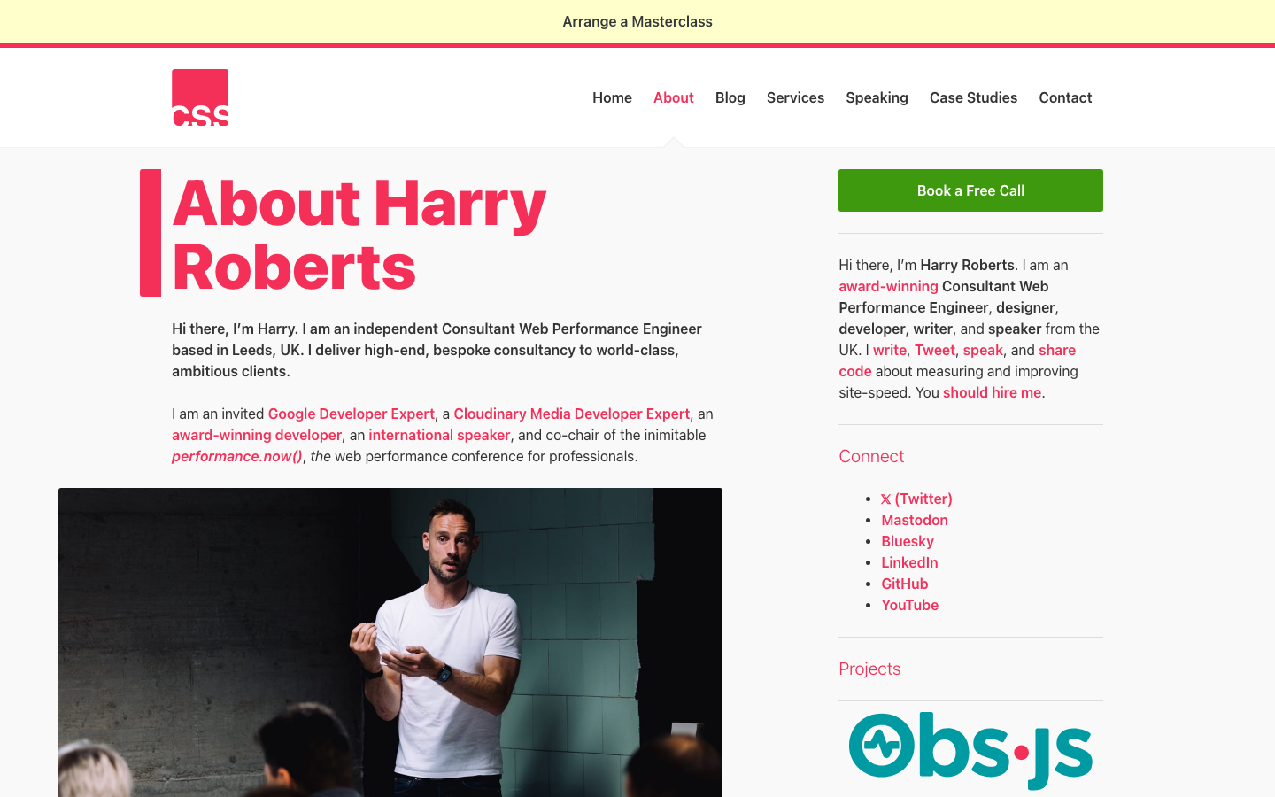 The page uses a stark, functional layout with a prominent hero image and clearly defined sections for different service areas. Typography is clean and legible, prioritizing information hierarchy over visual embellishment. The overall feel is precise and efficient. · web performance, optimization, consultancy, engineering, technical website, developer agency, clean design, monochrome website