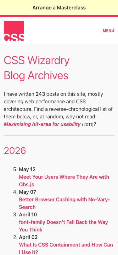 Csswizardry — Blog - mobile
