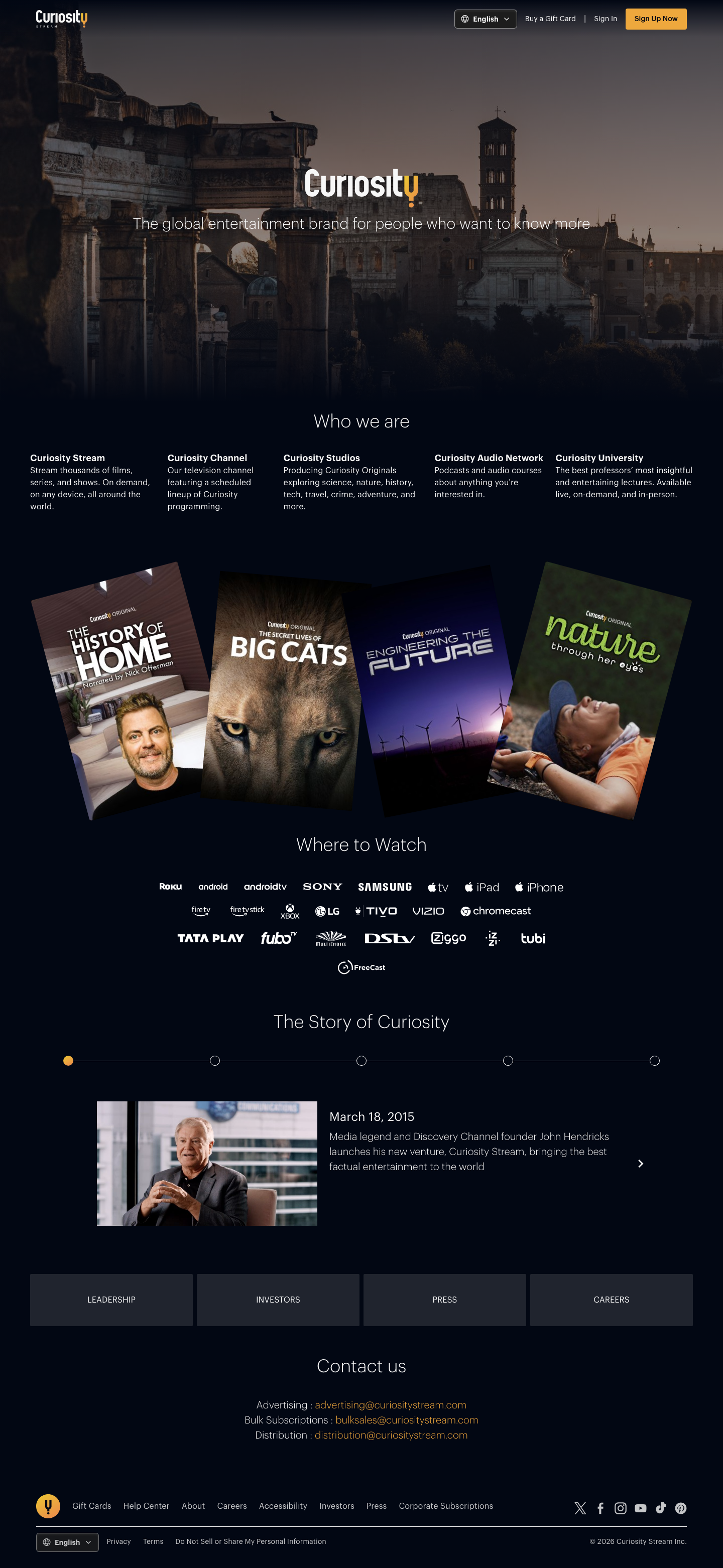 Curiositystream — About - full page scroll
