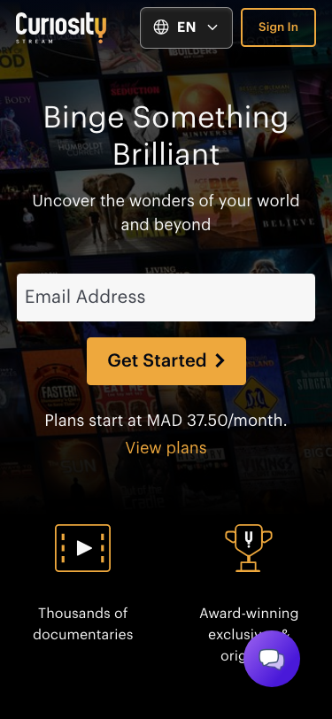Curiositystream — Sign up - mobile