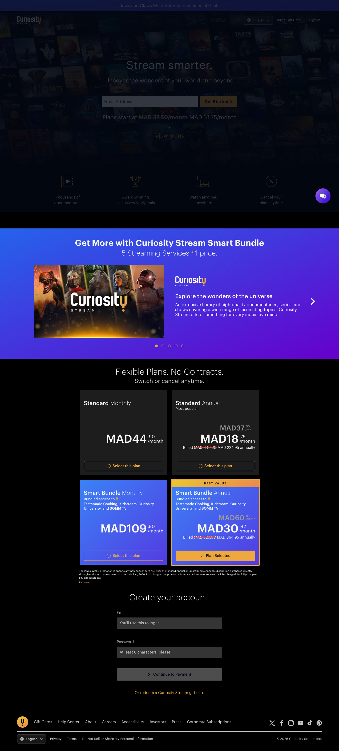 Curiositystream - mobile full page