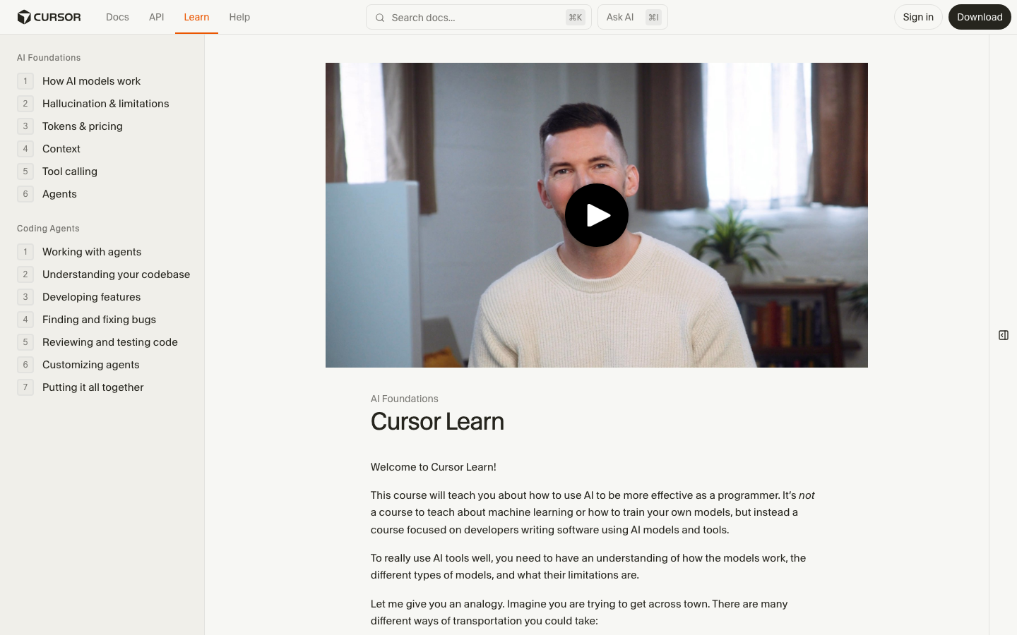Cursor - full page scroll