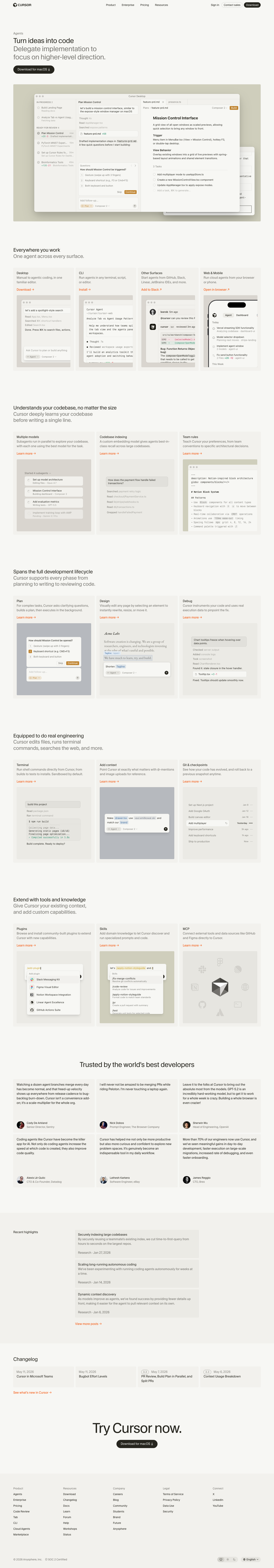 Cursor — Features - full page scroll