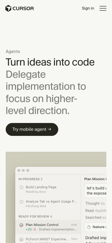 Cursor — Features - mobile