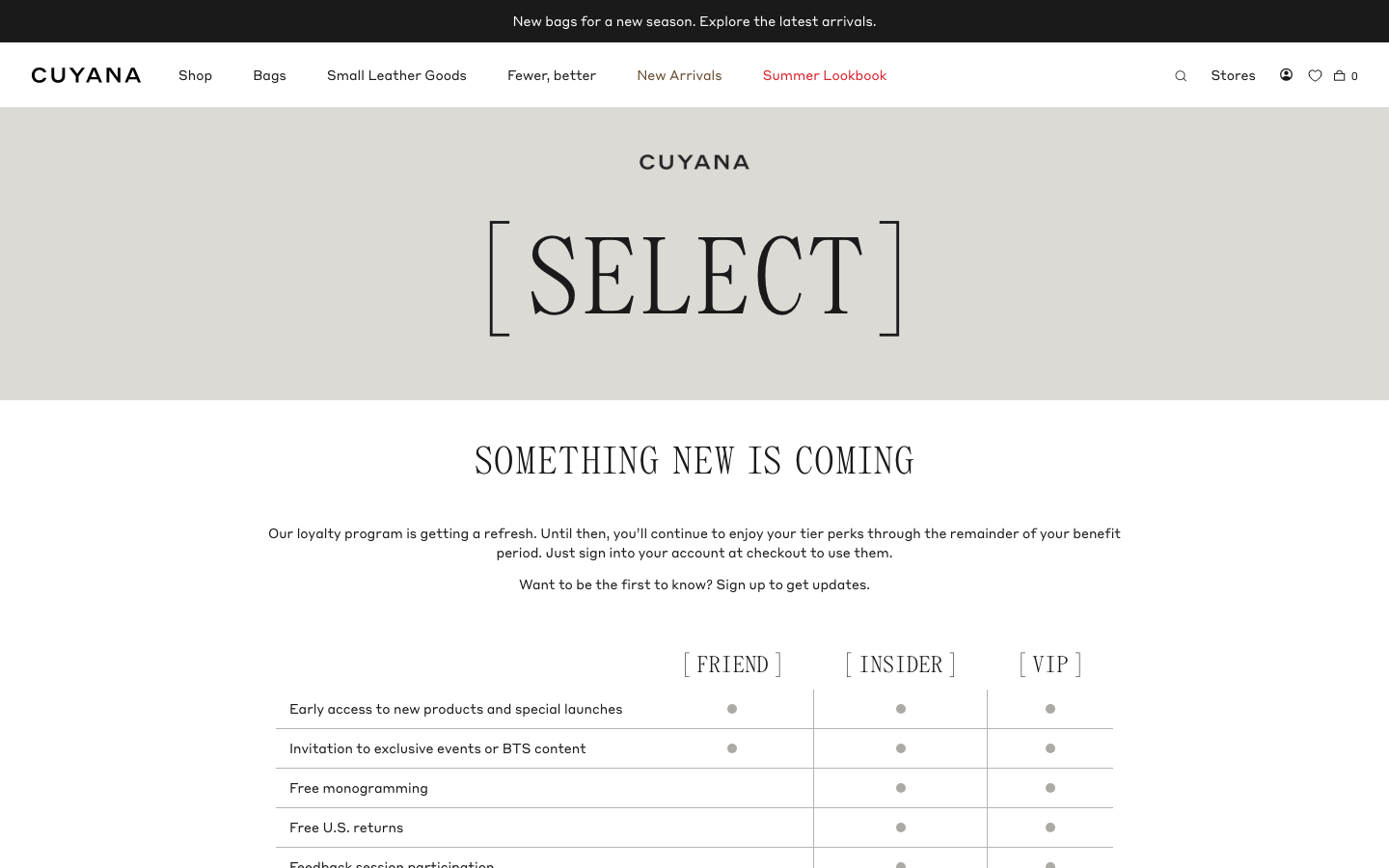 The layout prioritizes product imagery with a clean, airy feel. The composition uses negative space to highlight the items, creating a sense of understated luxury. The color palette is soft and muted, evoking a feeling of natural elegance. · minimalist ecommerce, luxury bag, spring fashion, gift guide, pastel colors, product photography, cuyana, soft aesthetic