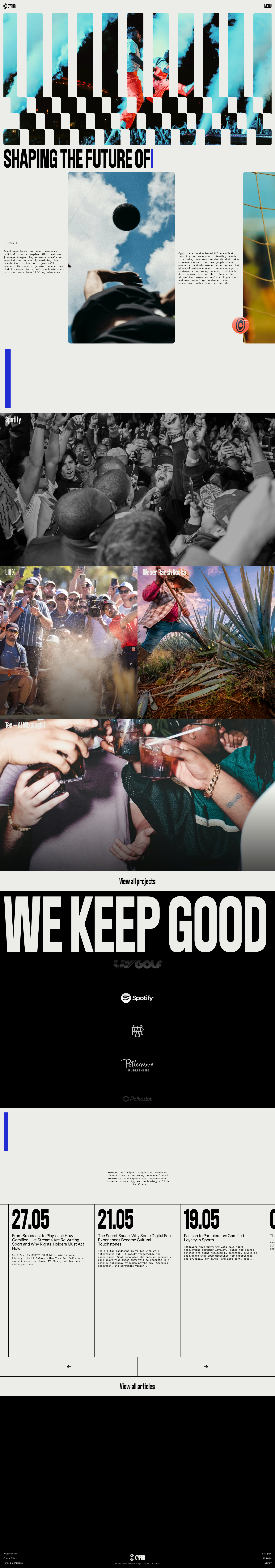 Cyphr — Shaping the future of brand experience - full page scroll