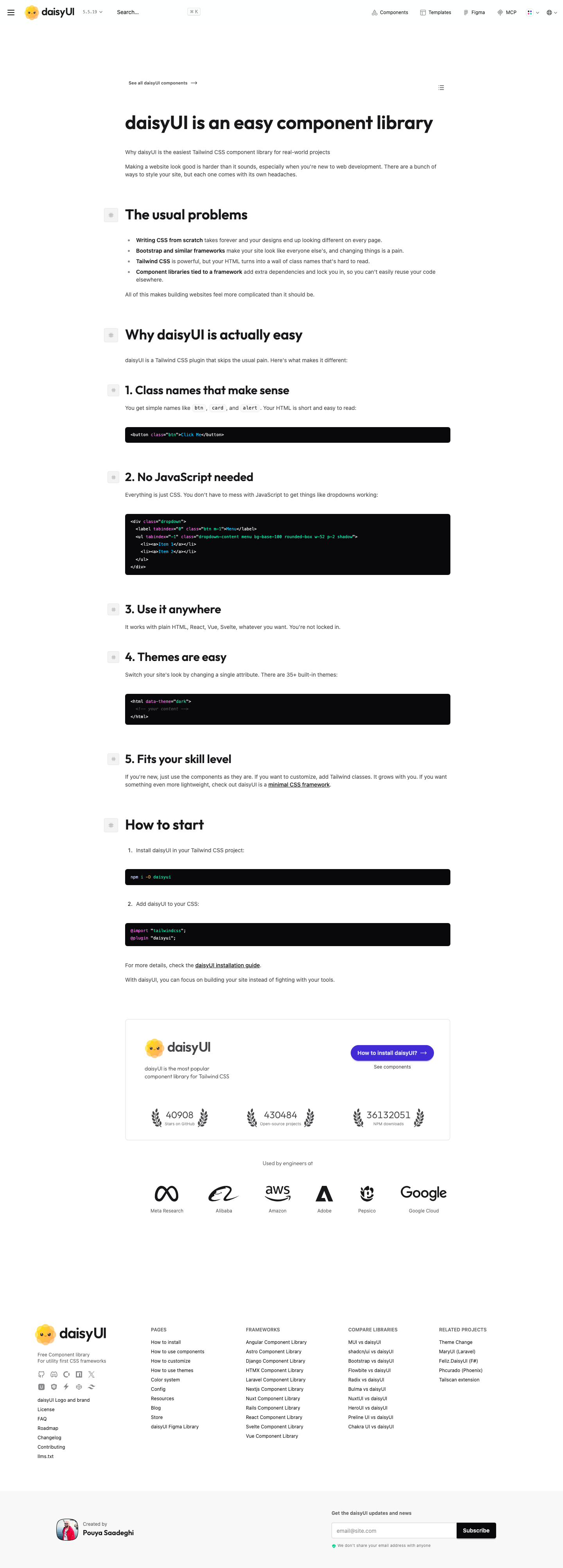 Daisyui - full page scroll
