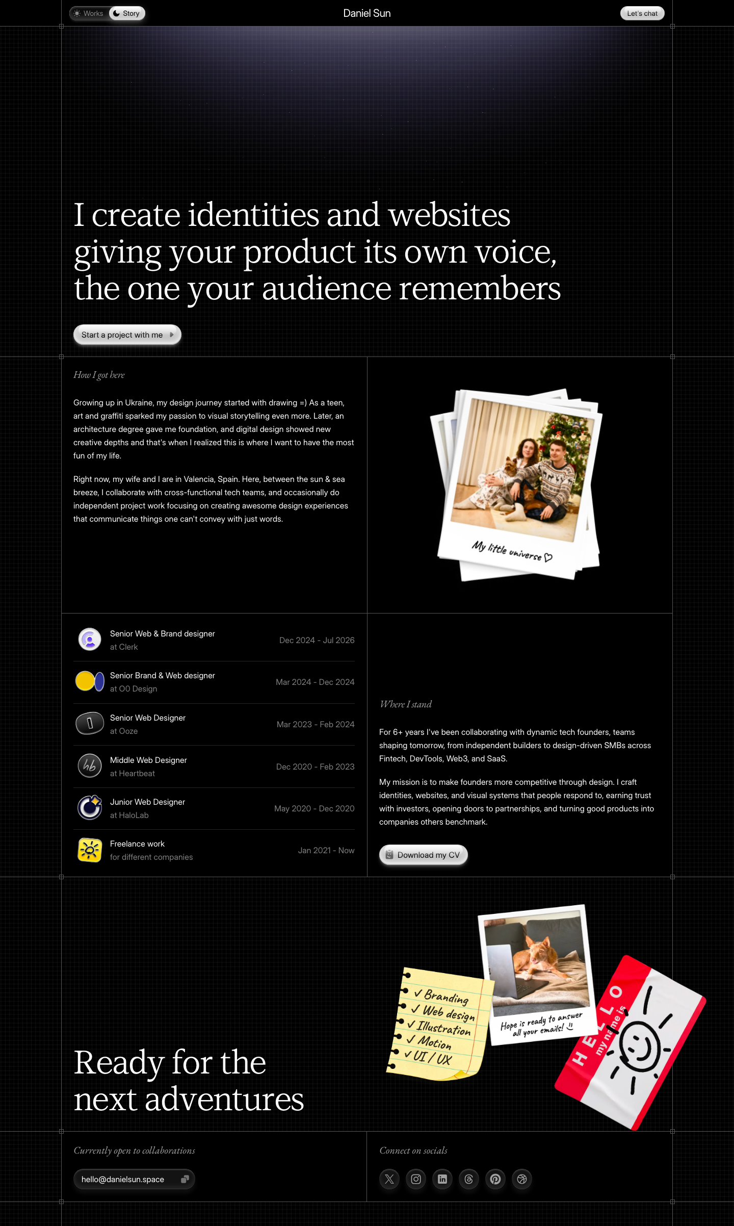 Daniel Sun · About - full page scroll