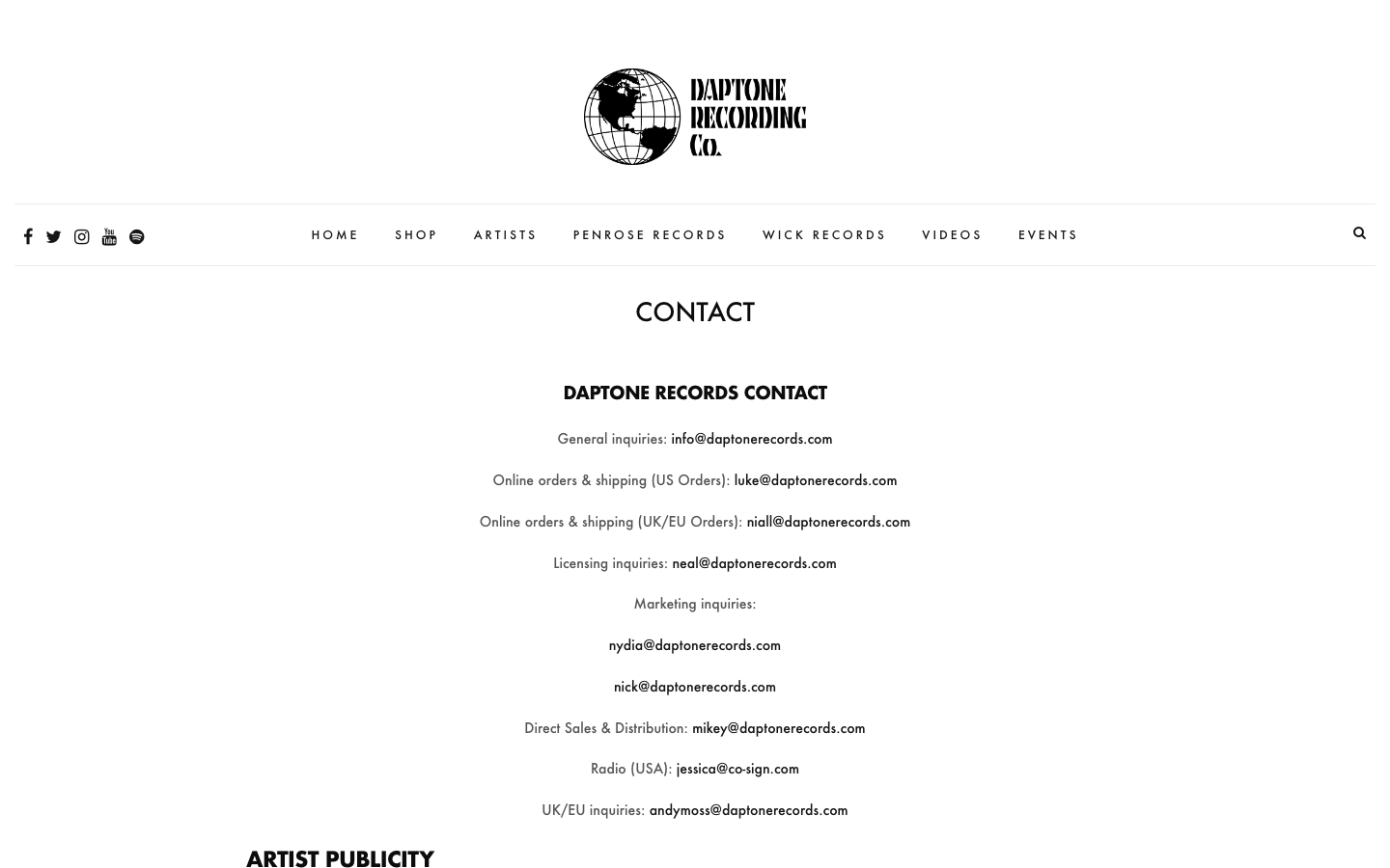 The page uses a layered, textured hero image with a vintage aesthetic. The color palette is muted and earthy, creating a sense of nostalgia. The overall density is moderate, allowing the individual elements to breathe. · record label website, vintage music design, retro agency site, muted color palette, textured hero image, daptonerecords, independent label, music branding