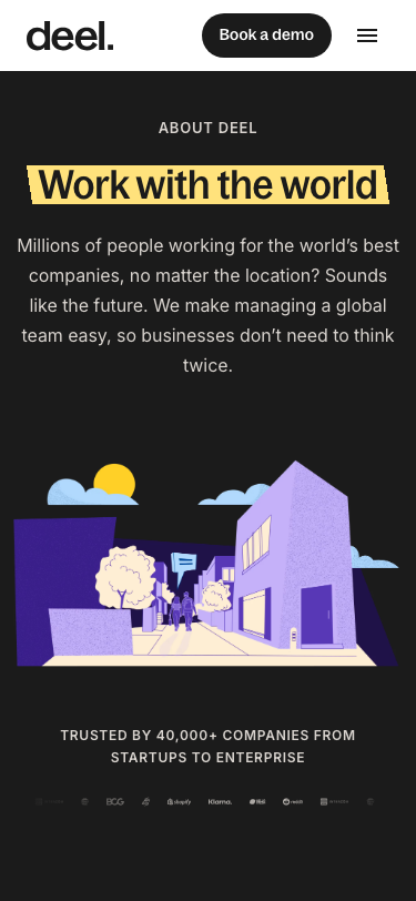 Deel — About - mobile