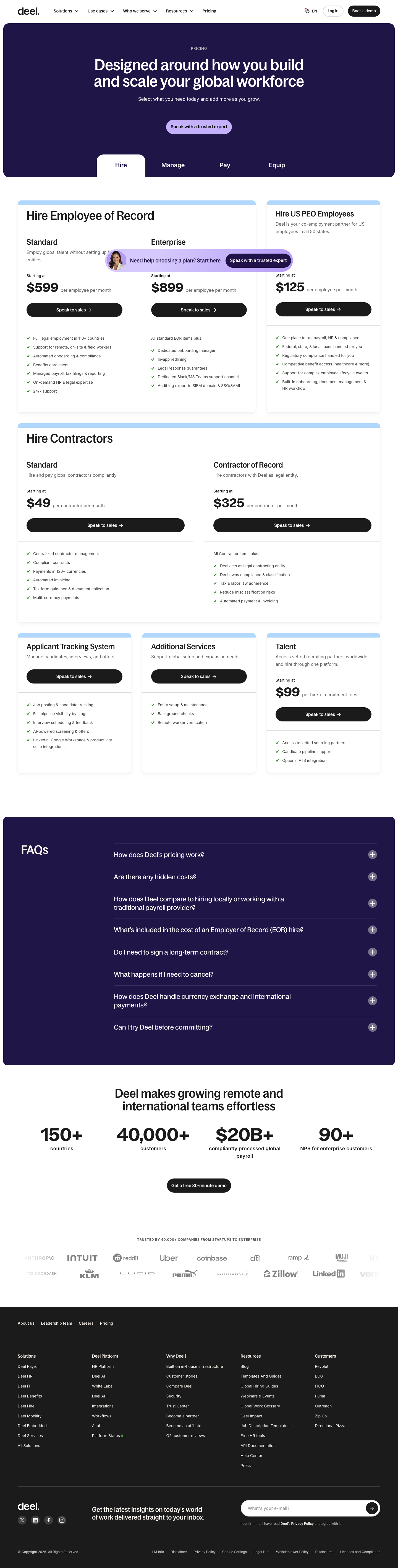 Deel — Pricing - full page scroll
