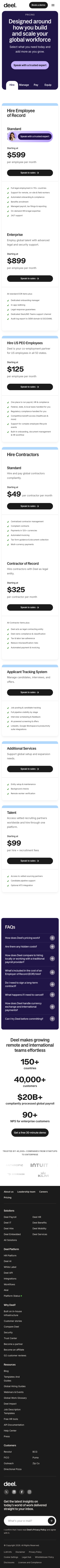 Deel — Pricing - mobile full page