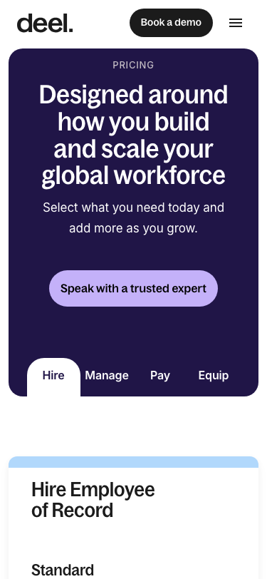 Deel — Pricing - mobile