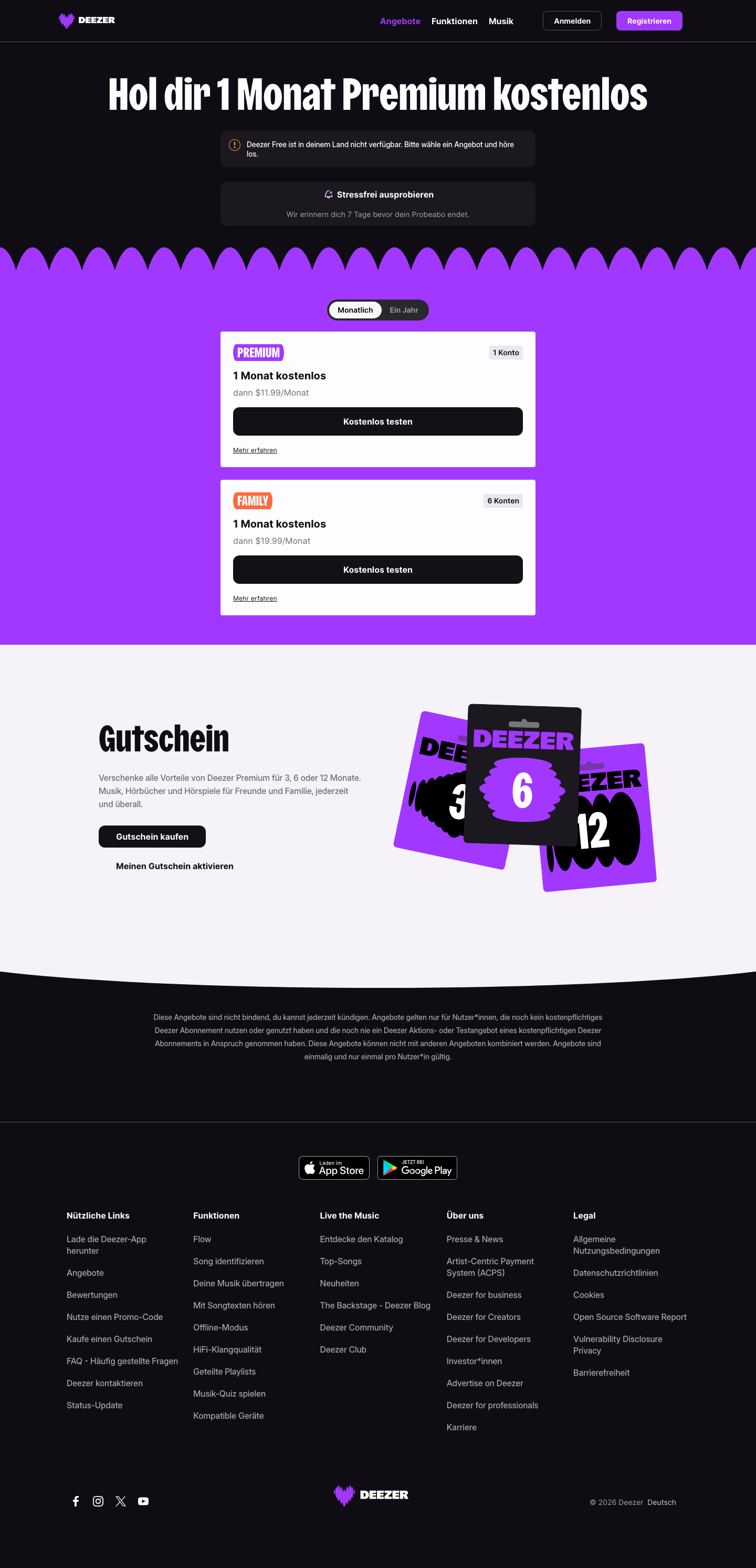 Deezer - full page scroll