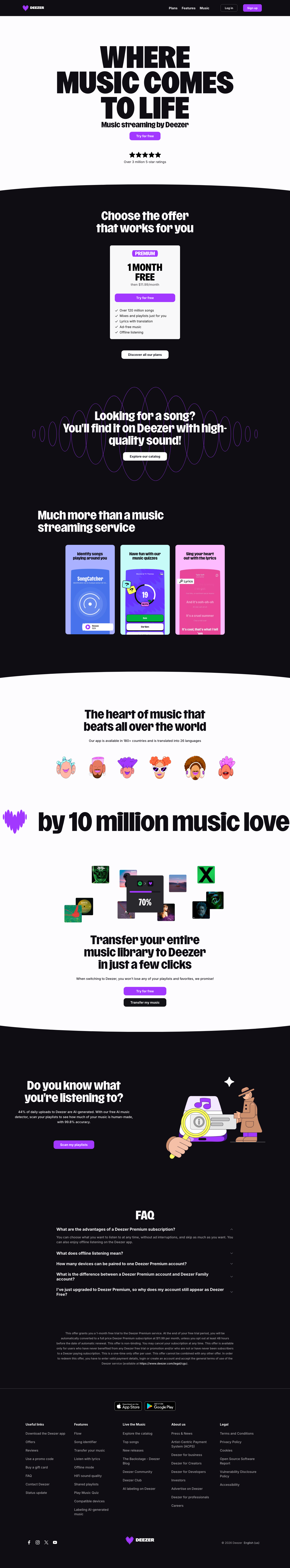 Deezer - mobile full page
