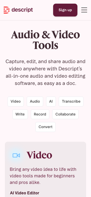 Descript - mobile