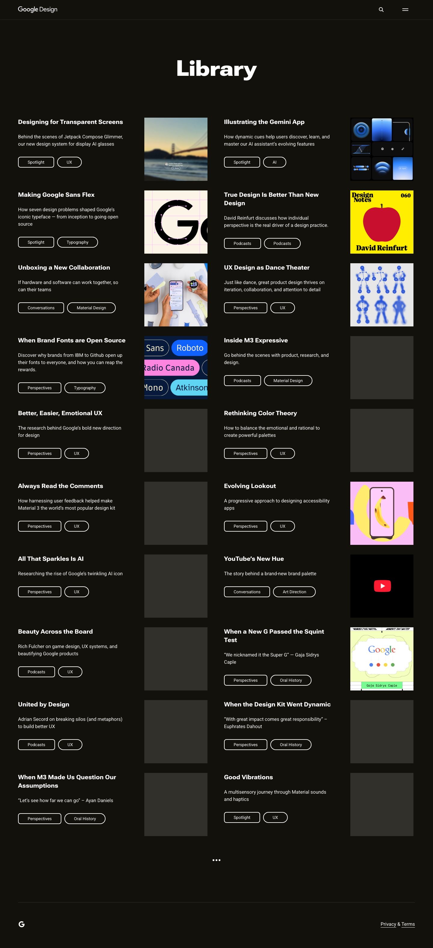 Design Google - full page scroll