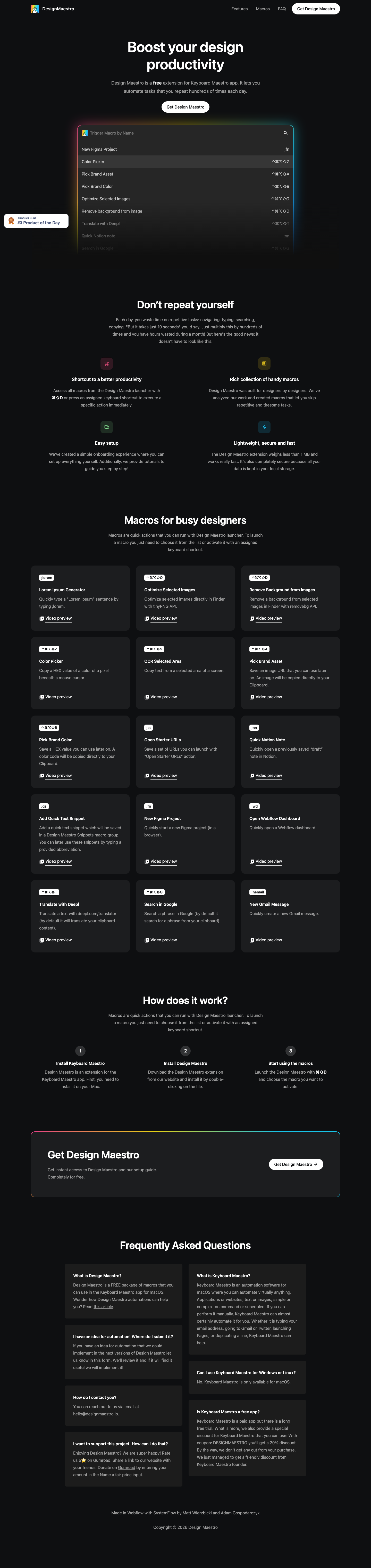 Design Maestro | Boost your design productivity - full page scroll