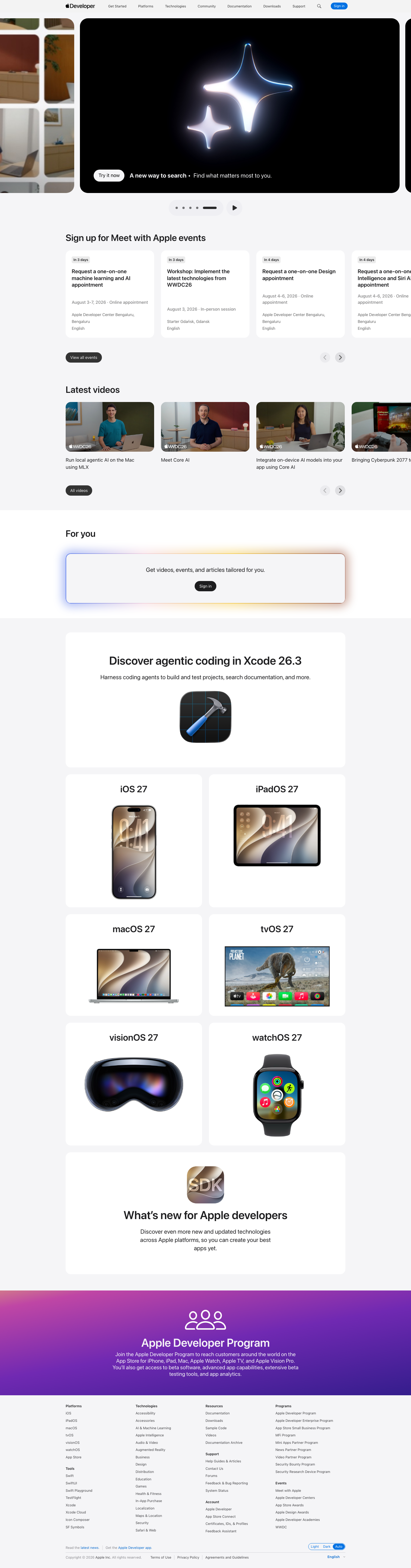 Developer Apple - mobile full page