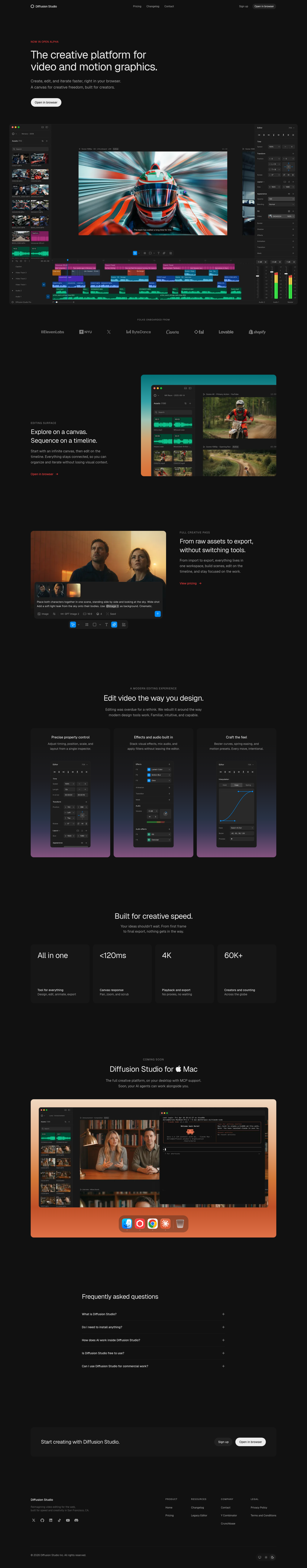 Diffusion Studio — The creative platform for video and motion graphics. - full page scroll
