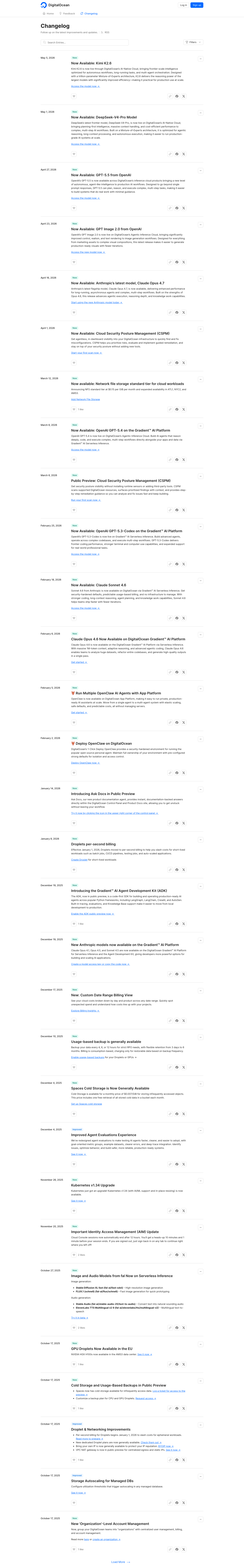 Digitalocean — Changelog - full page scroll
