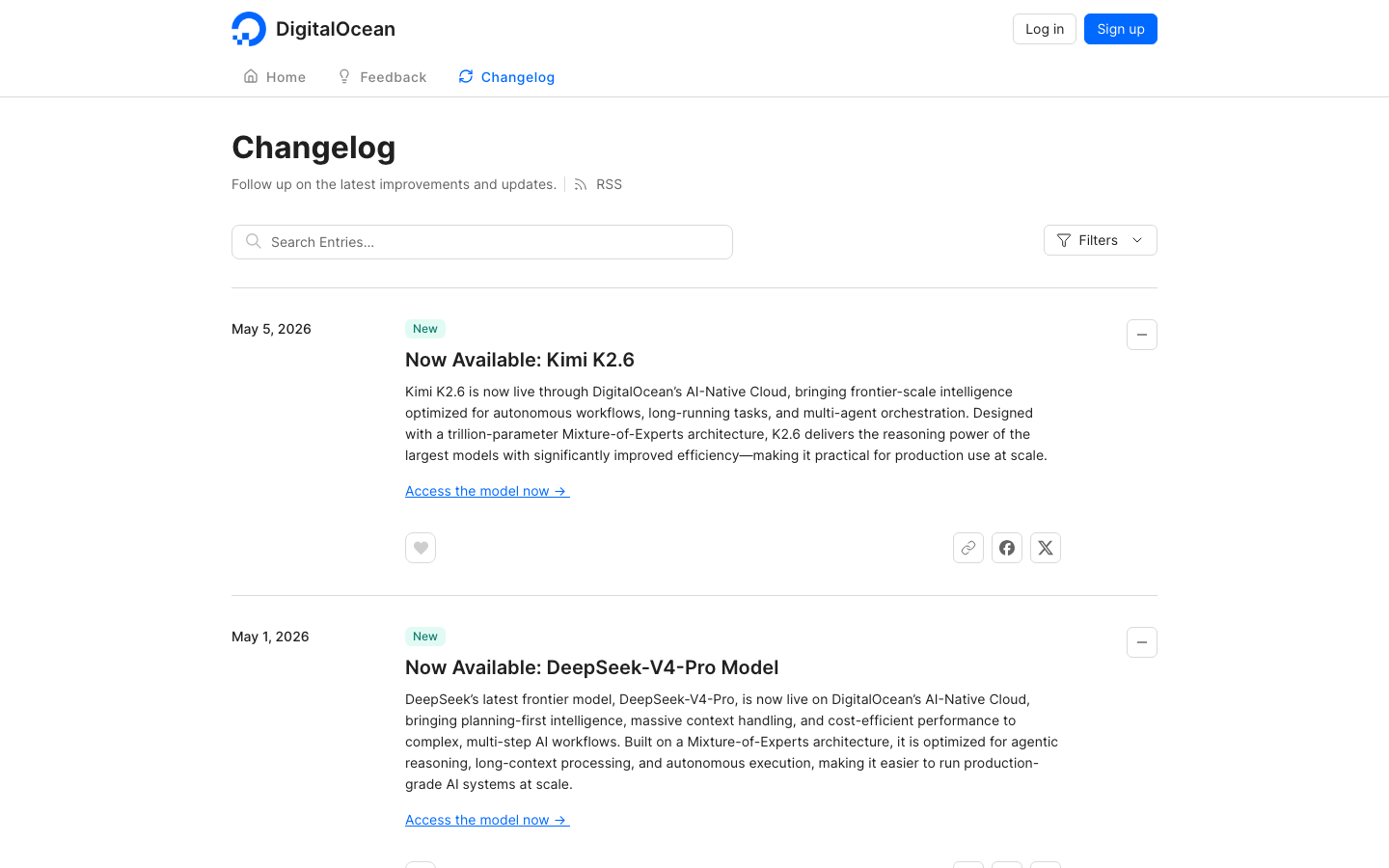 Digitalocean — Changelog - Changelog