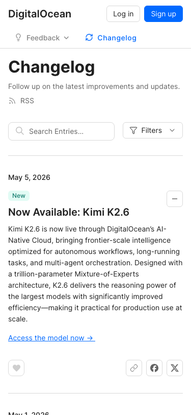 Digitalocean — Changelog - mobile